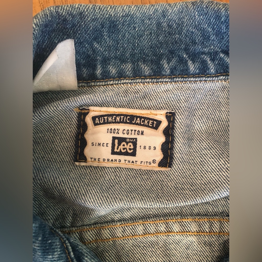 Vintage Authentic Lee Denim Jean Jacket Go The Extreme Patch Truckers Size M? - Picture 2 of 8
